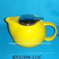 Stoneware Classic Yellow Tea Pot with Stainless Steel Lid